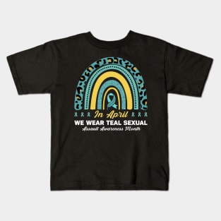 In April We Wear Teal Sexual Rainbow Kids T-Shirt